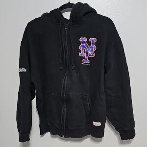 Black Zip Hoodie with NY Mets Logo L